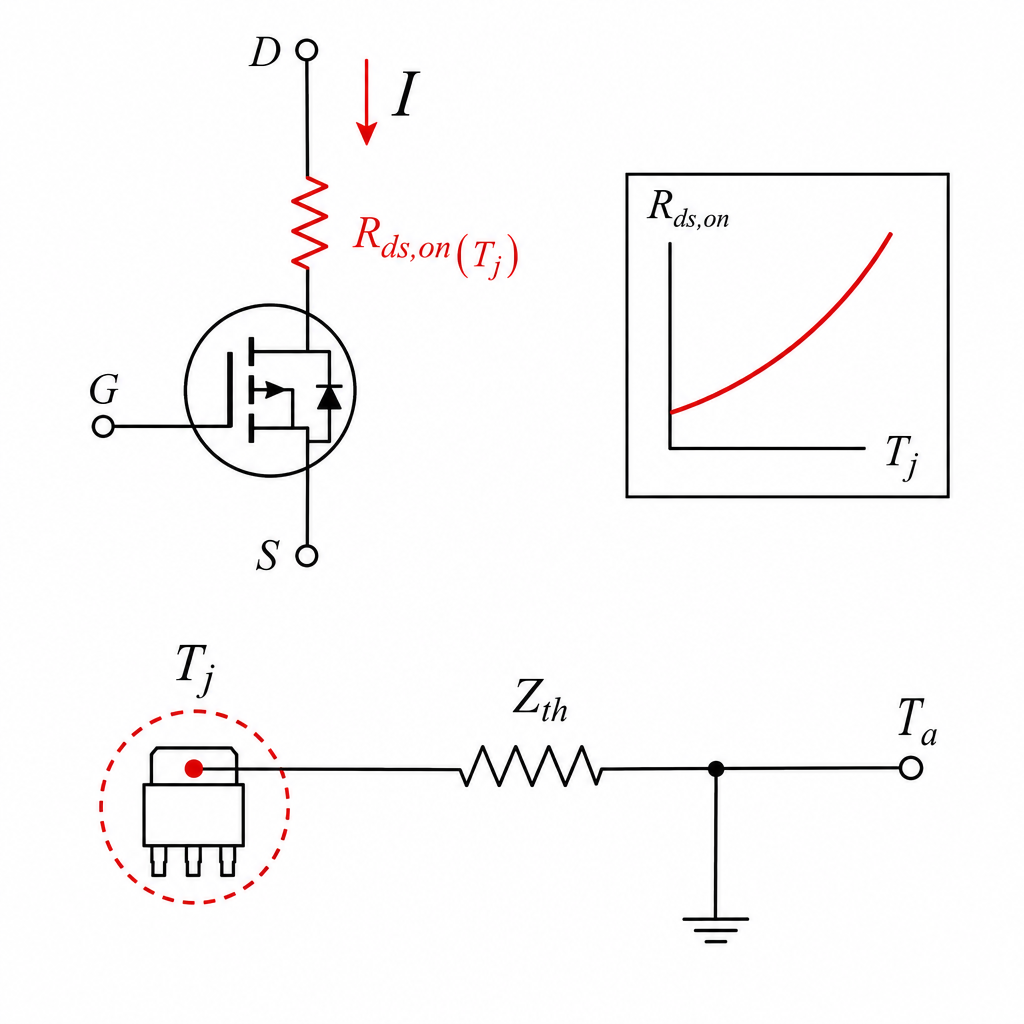 MOSFET temperature rise